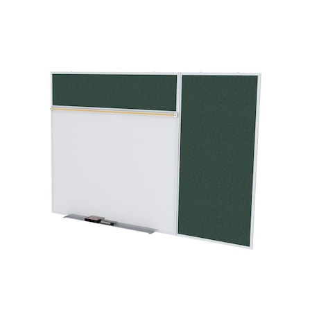Ghent Combo Whiteboard/Bulletin, Mag Por/Vnyl, Styl B, 4 ft H x 8 ft W, Ebony SPC48B-V-183
